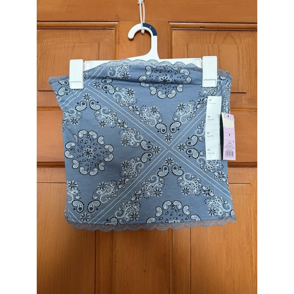 Women's Wild Fable Blue Lace Trim Tube Top Size Medium NWT